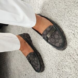 Black and Gray Coach Monogram Loafers